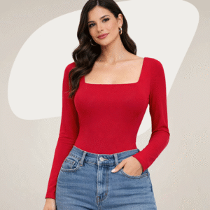 Square Neck Long Sleeve Top