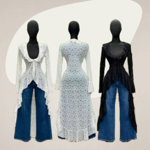 High-Low Ruffle Lace Duster