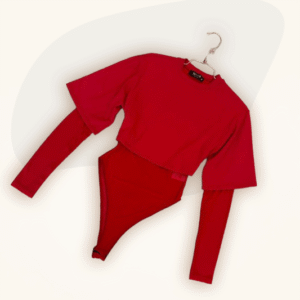 Two-Piece Layered Red Bodysuit