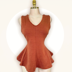 Burnt Orange Peplum V-Neck Knit Top