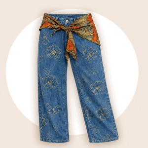 Meadow Embroidered Tie-Waist Denim