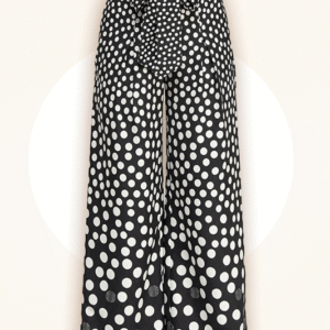 Retro Dot High-Waist Tie Trousers