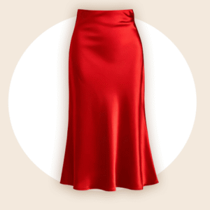 Crimson Satin Midi Slip Skirt