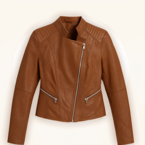 Sierra Cognac Quilted Moto Jacket