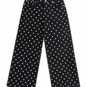 Black Wide-Leg Jeans with White Polka Dots