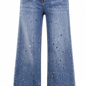 Wide-Leg Jeans with Glittering Polka Dot Studs
