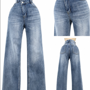 High-Waisted Crossover Wide-Leg Jeans