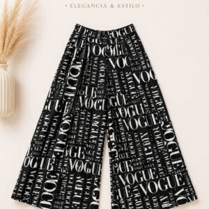 High-Waisted Wide-Leg Pants with Graphic Print
