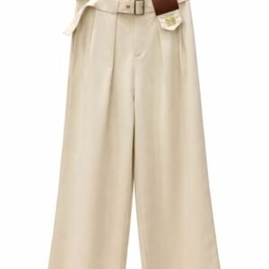 Cream Trousers with Integrated Sash