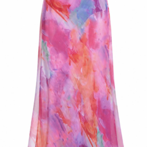 Abstract Print Flowing Maxi Skirt