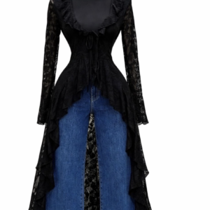 Amy Black Lace Open-Front Cardigan
