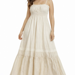 Tiered Lace-Trim Maxi Dress
