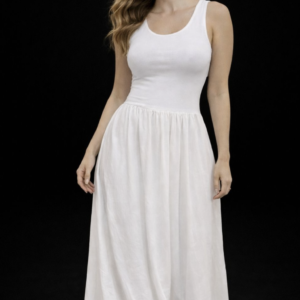 Crisp White Minimalist Maxi Dress