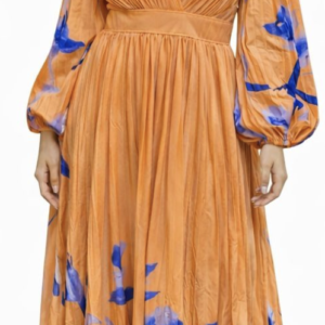 Vibrant Floral Orange Maxi Dress