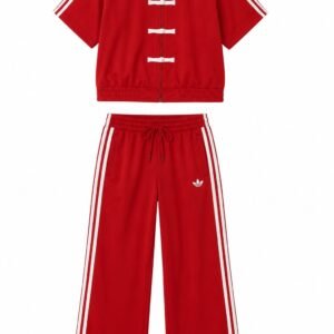 Red Track Suit with Frog Button Detail