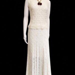 Ivory Knitted Sleeveless Top & Skirt Set
