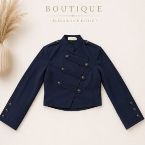 Navy Structured Cropped Jacket