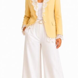 Yellow Tailored blazer with Lace Trim