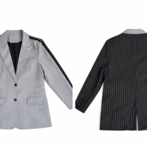 Contrast Pinstripe Grey & Black Blazer