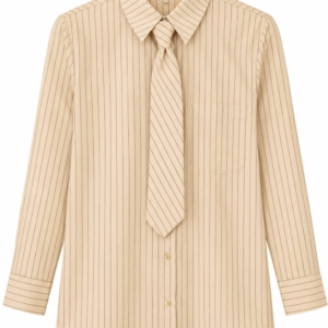 Beige Pinstripe Shirt with Matching Tie