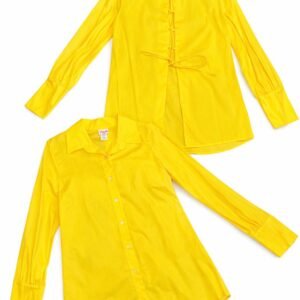 Yellow Button-Up Shirt with Back Tie