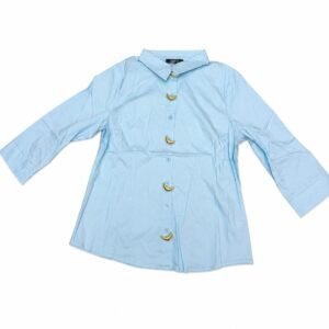 Light Blue Shirt with Crescent Moon Buttons