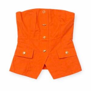 Orange Beaded Strapless Bustier