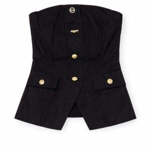 Black Embellished Strapless Top