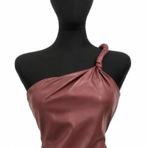 Burgundy One-Shoulder Twisted Strap Top