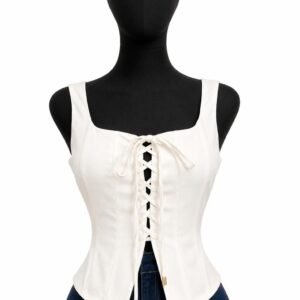 White Corset-Style Statement Strap Top