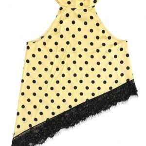 Yellow Polka Dot Lace Hem Strap Top