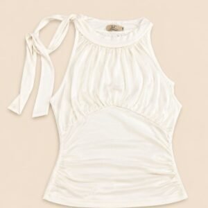 White Strap Top with Bow Detail