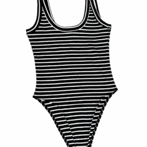 Black and White Striped Strap Top Set