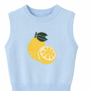 Pale Blue Knitted Vest with Lemon Graphic