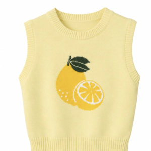 Yellow Knitted Vest with Lemon Graphic