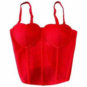 Red Heart-Neckline Corset Top