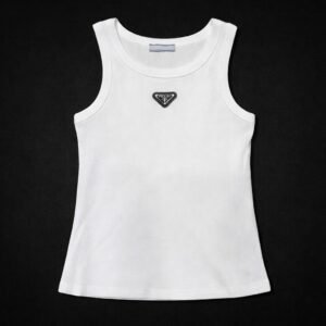 White Prada Logo Tank Top