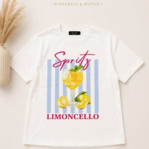 White "Spritz Limoncello" Graphic Short Sleeve Top