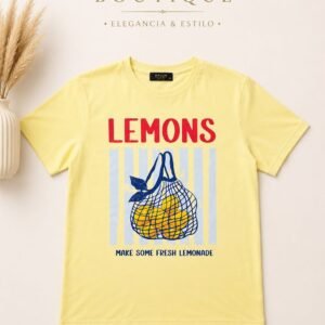 Yellow "Lemons" Graphic Short Sleeve Top