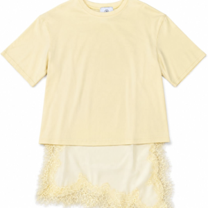 Pale Yellow T-Shirt with Integrated Satin Skirt Set