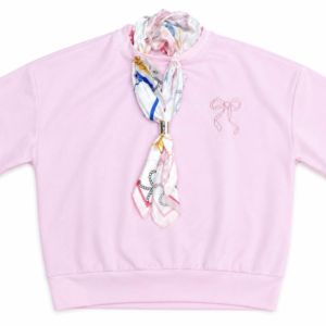 Pink Tee with Decorative Silk Scarf