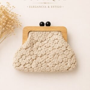 Cream Bouclé Kiss-Lock Pouch