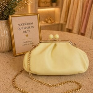 Pastel Yellow Cloud Pouch with Chain