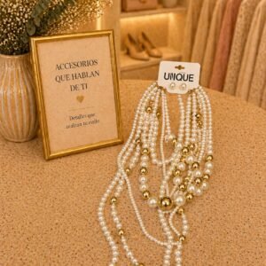 Long Layered Faux Pearl Necklace