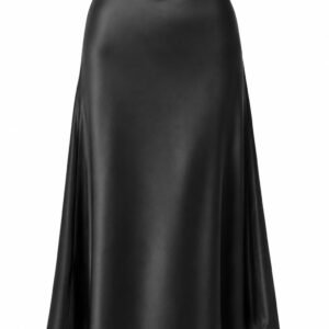 High-Waisted Satin Midi Skirt
