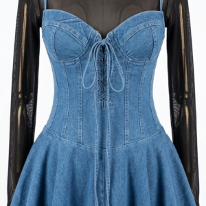 Lace-Up Corset Denim Mini Dress