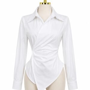 Asymmetrical Ruched Wrap Shirt