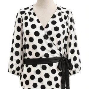 Polka Dot Wrap Top with Tie