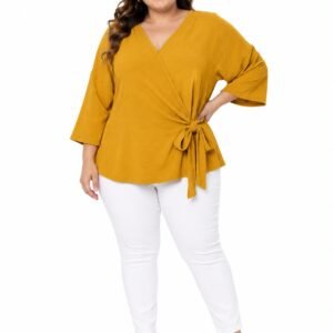 Mustard Wrap Tie-Waist Top
