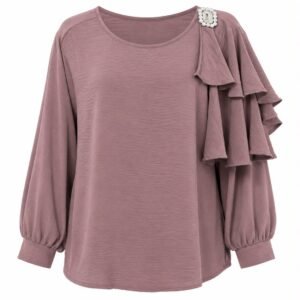 Old Rose Embellished Ruffle Top